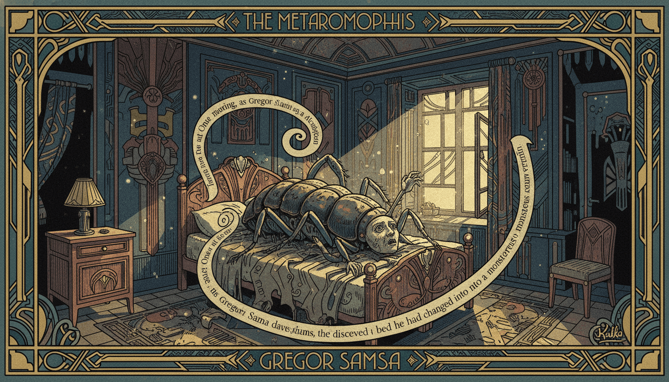Gregor Samsa's shocking transformation in The Metamorphosis - a man awakens as a giant insect