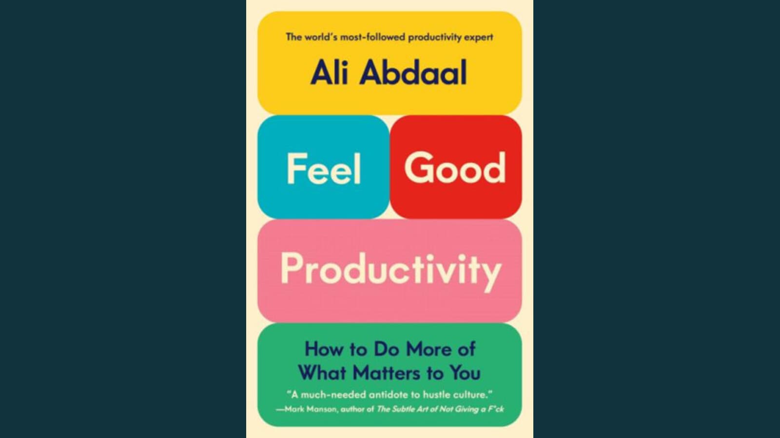 Feel-Good Productivity cover set against a teal gradient background