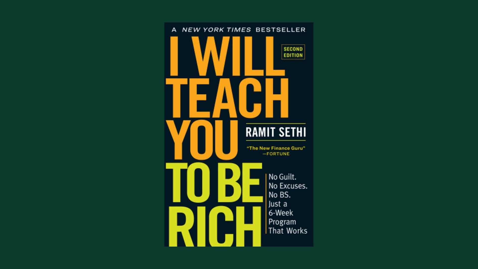 Cover of I Will Teach You to Be Rich framed with green gradients