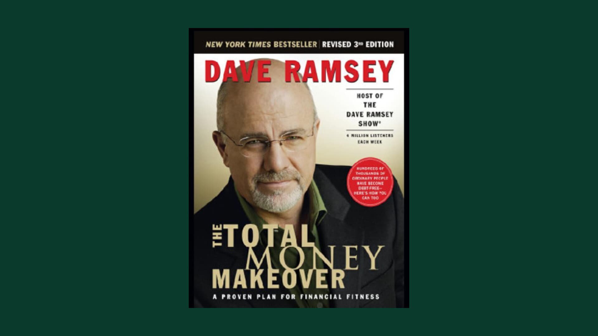 Cover of The Total Money Makeover centered on a teal stage