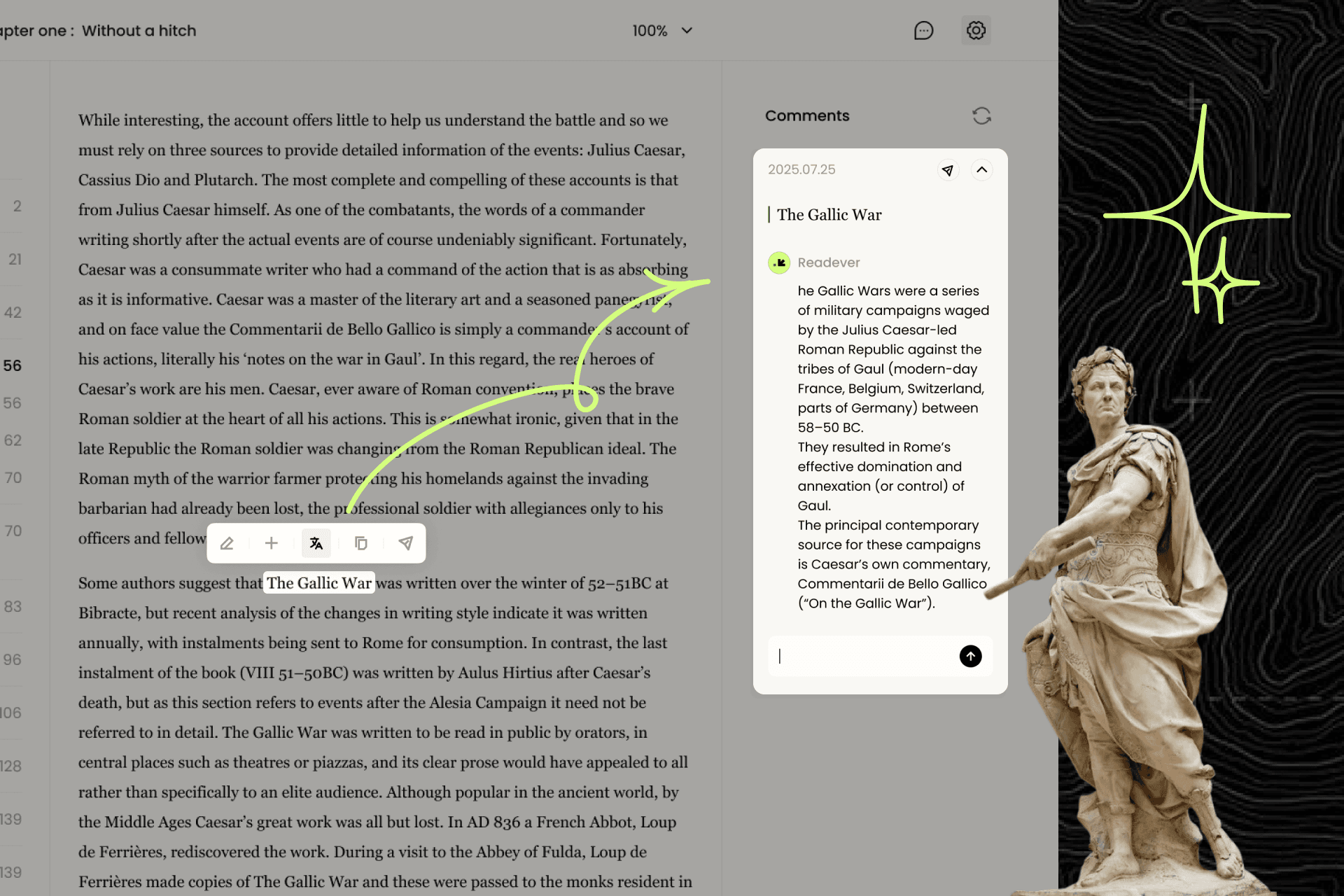 Action dashboard showing tasks generated from book highlights
