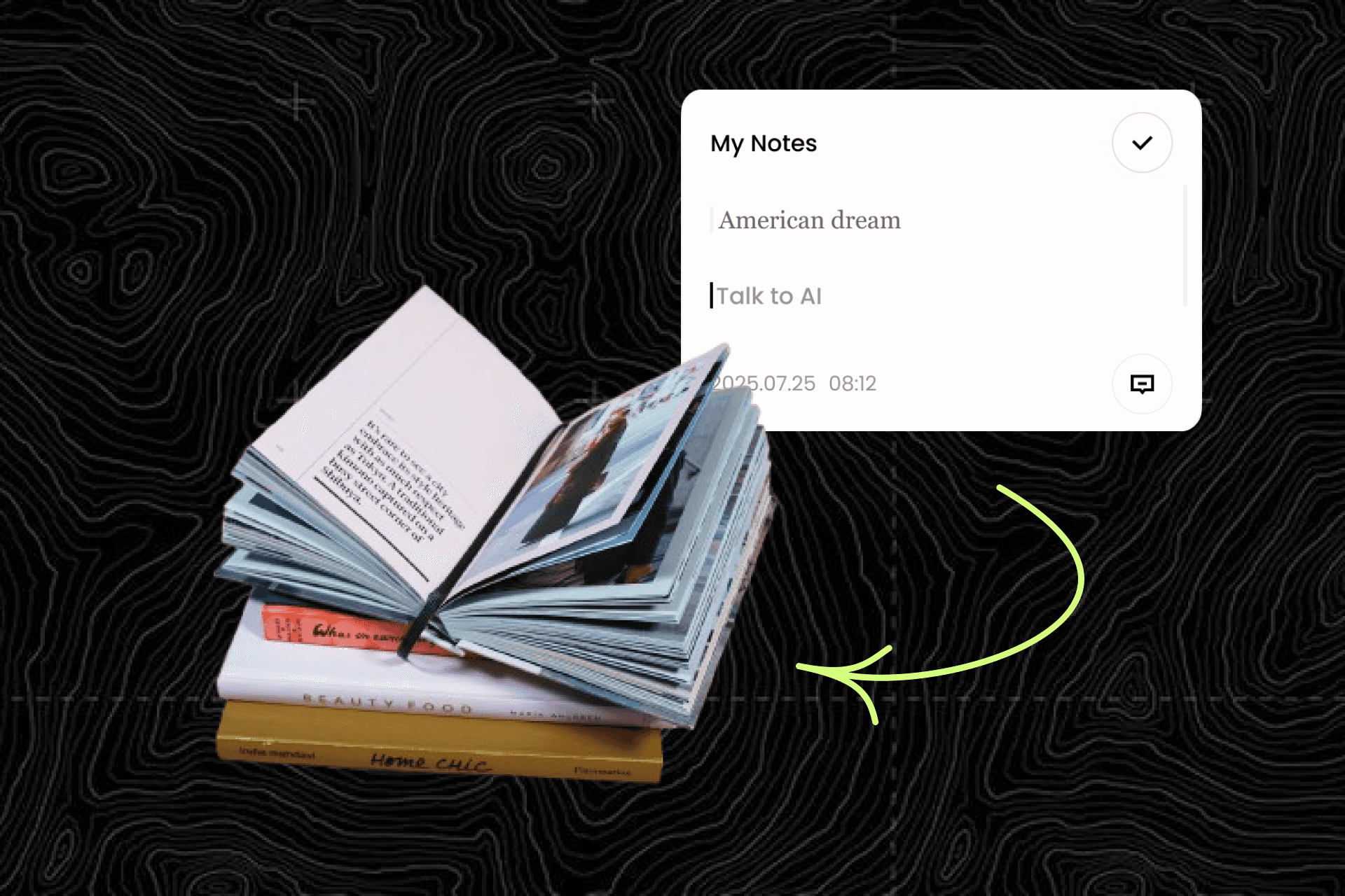 AI reading assistant interface showing enhanced text with highlights and contextual cards
